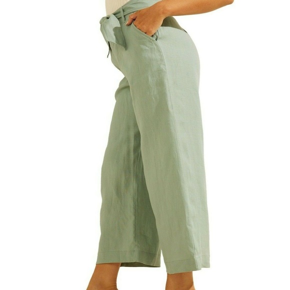 GUESS TESSA LINEN CULOTTE Pants Sport FADE TO JADE Size S - Picture 9 of 9